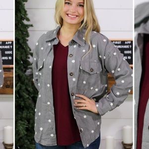 Blu Pepper Top First Snowfall Swiss Dots Suede Flannl Size M